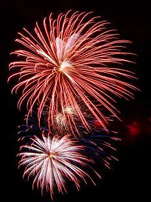 A photo of a fireworks display.