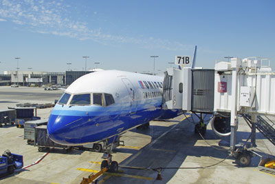 A photo of the Boeing 757 that flew us from Los Angeles to Hawaii.