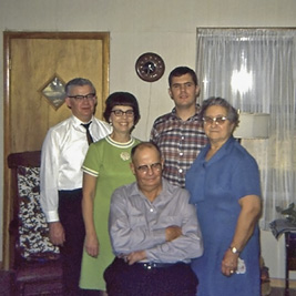 A photographic image of a holiday dinner at Herbert G. and Abbie Mae Neal's farm in 1968.