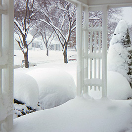 A photographic image of a heavy snowfall in Wichita, Kansas, on March 16, 1970.