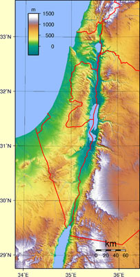 A topographic map of Israel.