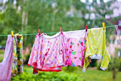 A photographic image of clothes on a clothesline.