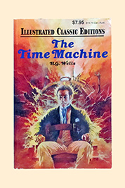 A photographic image of a book enititled, 'The Time Machine', by H.G. Wells.