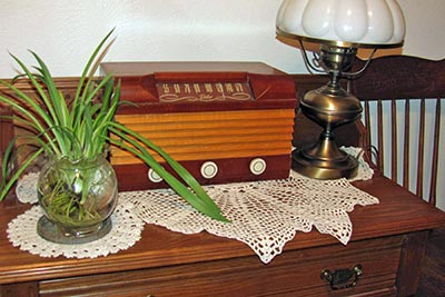 A photographic image of furniture in our front entry.