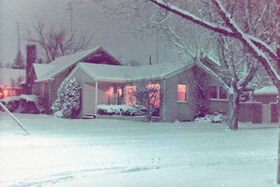 A photographic image of our house in Cheyenne, Wyoming, after a snowstorm.