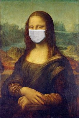 An image of Mona Lisa wearing a mask.