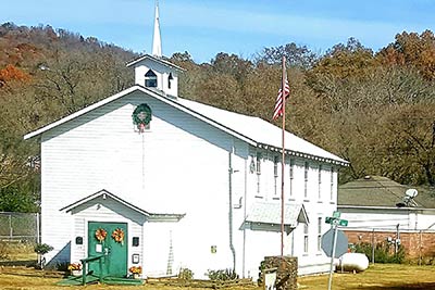A photographic image of a church in Chester, Arkansas.