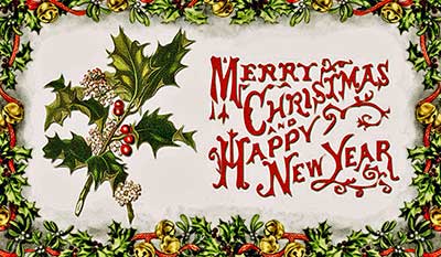 An illustration that says, 'Merry Christmas and a Happy New Year.'