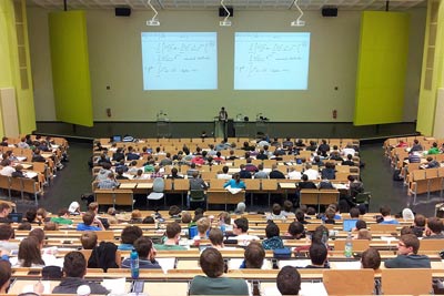A photographic image of a lecture hall.