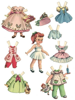 Images of paper dolls.