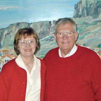 Mary and Morris celebrate Valentine's Day at a local restaurant.